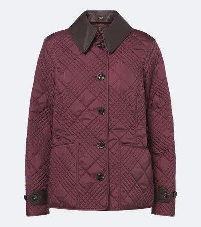Burberry Fernleigh Leather-trimmed Quilted Jacket In Burgundy