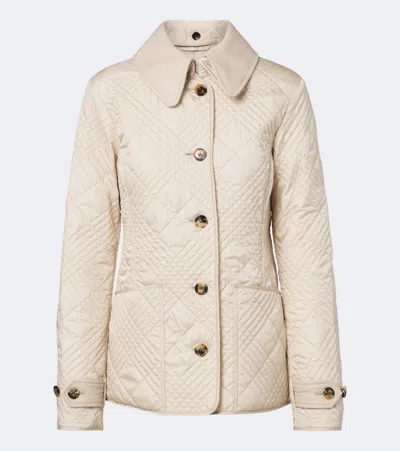 Burberry Fernleigh Leather-trimmed Quilted Jacket In Sand