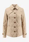 Burberry Quilted And Folded Collar Cotton Dress In Beige