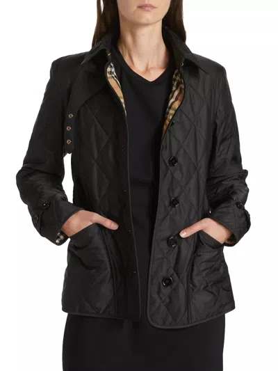 Pre-owned Burberry • Fernleigh Thermoregulated Diamond Quilted Jacket In Black