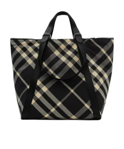 BURBERRY BURBERRY FESTIVAL CHECK-PATTERN TOP HANDLE BAG
