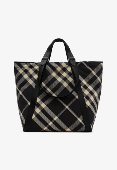 Burberry Festival Checked Tote Bag In Multi