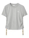 Burberry Festival Equestrian-knight Ruched-side T-shirt In Gray