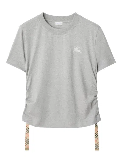 Burberry Festival Equestrian-knight Ruched-side T-shirt In Gray