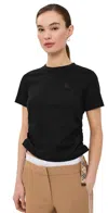 Burberry Black T Shirt With Check Pattern Detail In Black