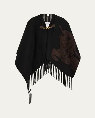 Burberry Fil Coupe Ekd Wool Cape In Black