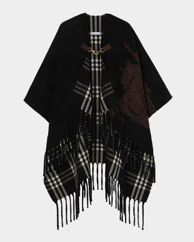 Burberry Fil Coupe Ekd Wool Cape In Black