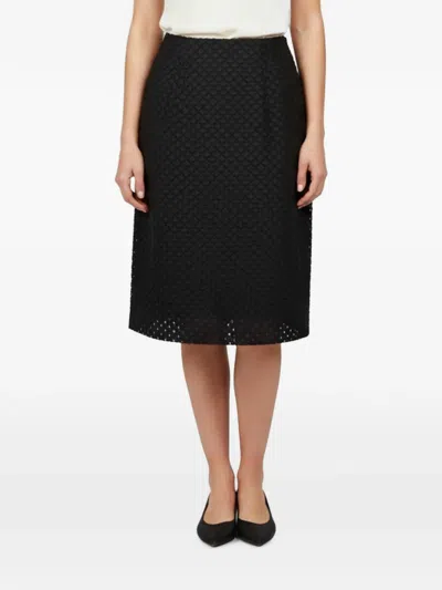 Pre-owned Burberry Fil Coupé Pencil Midi Skirt In Black