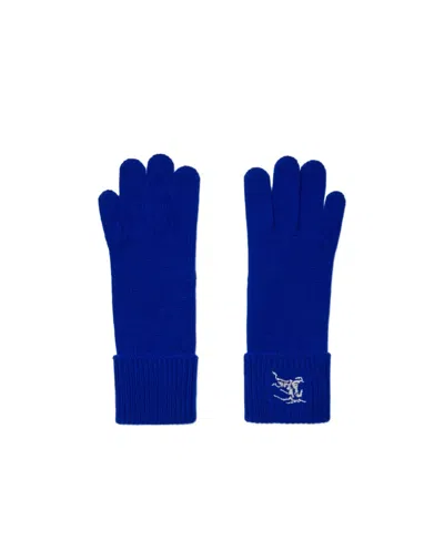 Burberry Fine-knit Full-finger Gloves In Blue