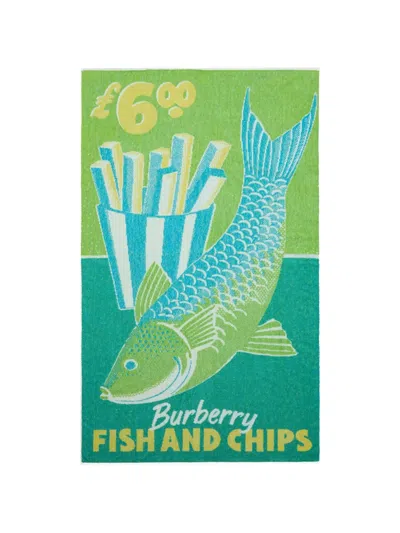 Burberry Fish And Chips Cotton Towel In Green