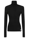Burberry Fitted Black Sweater With High Neck In Black