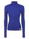 Burberry Fitted High Neck Sweater In Blue