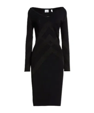 Burberry Fitted Knitted Dress In Black