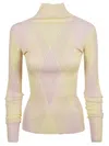Burberry Fitted Ribbed Sweater With Diamond Pattern In Pink