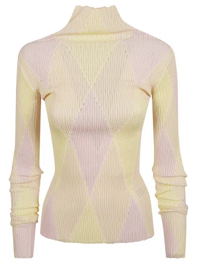 BURBERRY BURBERRY FITTED RIBBED SWEATER WITH DIAMOND PATTERN