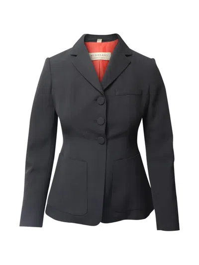Pre-owned Burberry Fitted Wool Blazer In Black