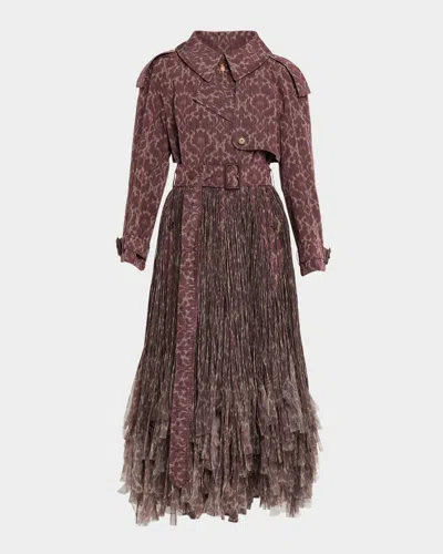 Burberry Fitzrovia Baroque Fringe Long Trench Coat In Brown