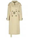 Burberry 'fitzrovia' Beige Cotton Trench Coat In Neutral