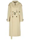 Burberry 'fitzrovia' Beige Cotton Trench Coat In Animal Print