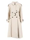 Burberry Women Beige Gabardine Fitzrovia Long Trench Coat In White