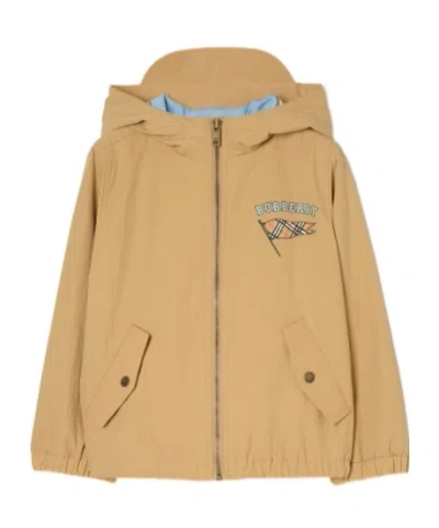 Burberry Flag Nylon Hooded Jacket In Brown