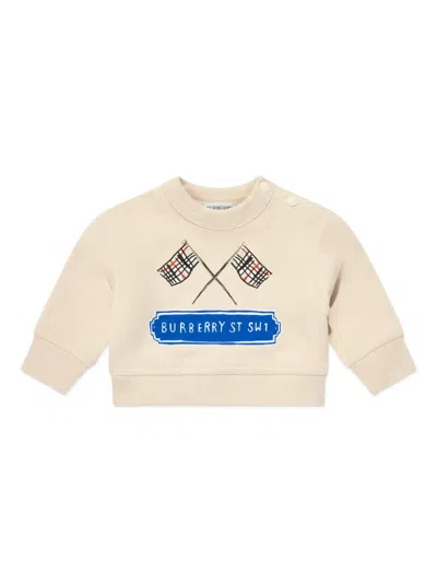 Burberry Babies' Flags-print Swaetshirt In Neutral