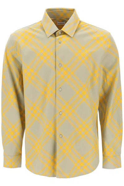 Burberry Flannel Shirt With Check Motif In Neutral