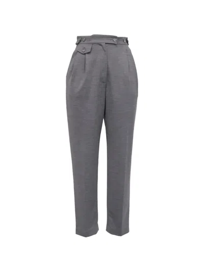 Pre-owned Burberry Flannel Tapered Trousers In Gray