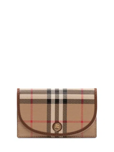 Burberry Flap Card Case With Keyring In Archive Beige