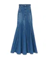 Burberry Flared Denim Maxi Skirt In Blue