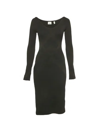Pre-owned Burberry Flared Midi Dress In Black