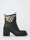 Burberry Marsh Stamp Checked Nylon-trimmed Rubber Ankle Boots In Black