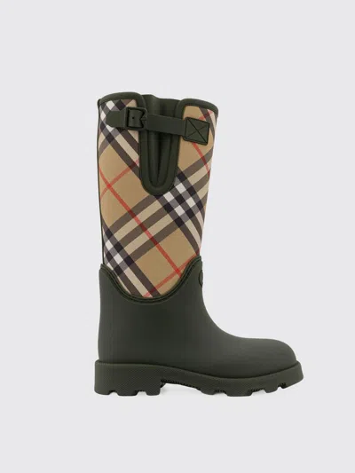 Burberry Rainboots With Traditional Check Insert In Black