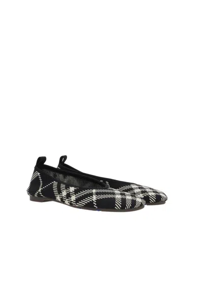 Burberry Black Check Knit Baby Ballerina Flats