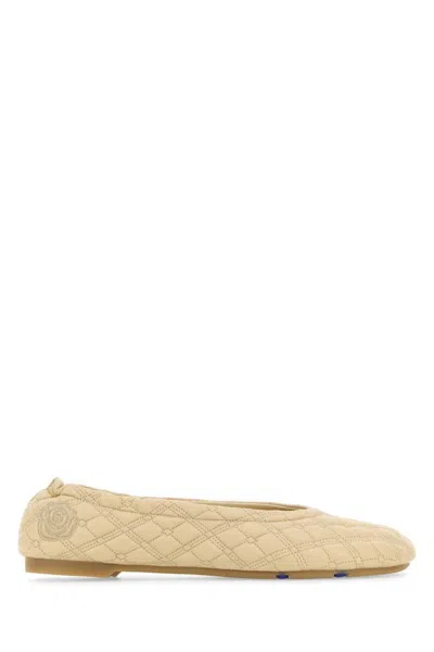 Burberry Leather Ballet Flats In Yellow