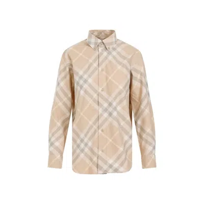 Burberry Flax Beige Cotton Shirt In Neutrals