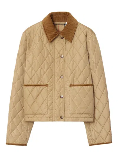 Burberry Flax Sand Check Pattern Jacket In Pink