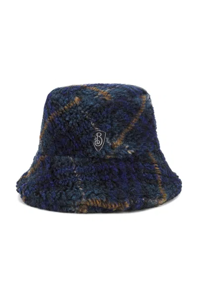 Burberry Fleece Bucket Hat In Midnight Ip Check