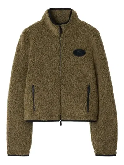 Burberry Fleece Cropped Jacket - Women's - Wool/polyamide/polyester In Brown