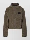 Burberry Fleece High Collar Long Sleeves Jacket In Brown