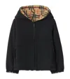 Burberry Fleece Reversible Check Hooded Jacket In Black
