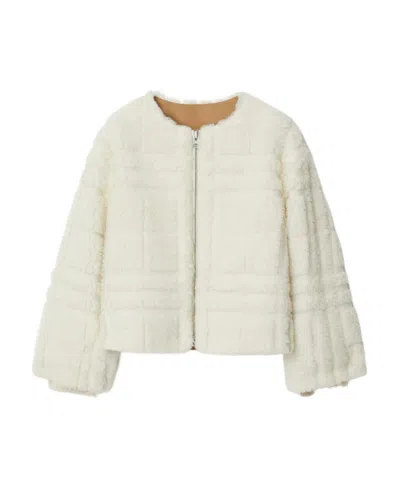 Burberry Fleece-texture Zip-up Jacket In White