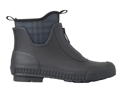 Pre-owned Burberry Flinton Rain Boots Charcoal Rubber (women's) Sneakers In Black/gray