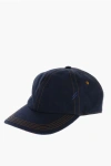 Burberry Flocked Denim Cap With Visible Stitching