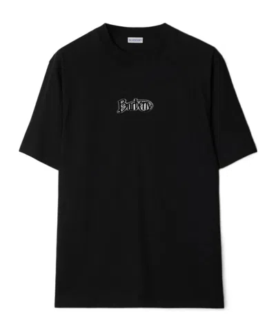 Burberry Flocked-logo T-shirt In Coal
