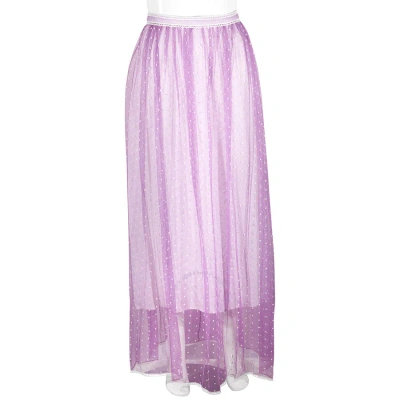 Burberry Floor-length Flocked Cotton Tulle Skirt In Lilac / White In Lilac/white