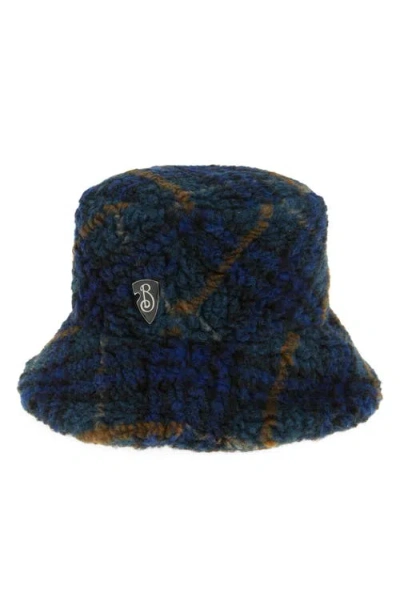 Burberry Floppy Shield Wool Blend Fleece Bucket Hat In Midnight