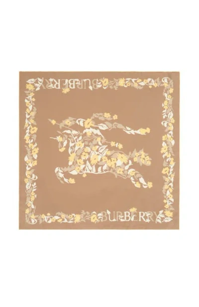 Burberry Floral Ekd Silk Scarf In Brown