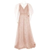 BURBERRY BURBERRY FLORAL-EMBROIDERED PUFF-SLEEVE DRESS IN DUSTY PINK
