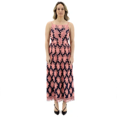 Burberry Floral-embroidered Sleeveless Dress In Rose_midnight Blue